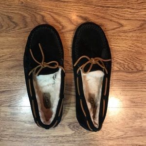 UGG SLIPPERS - black, worn a few times.